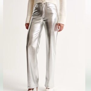 NWT Abercrombie & Fitch silver faux leather pants